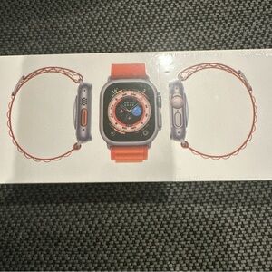 Apple Smartwatch with Orange Strap and Silver Case